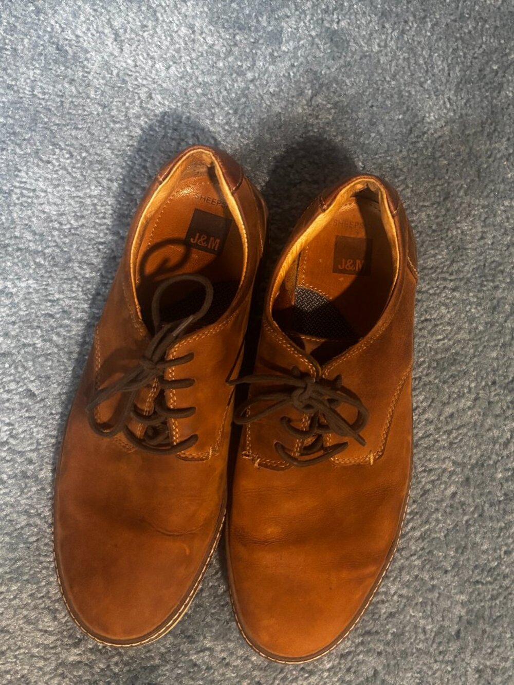 Johnston & Murphy Men's Brown Leather Derby Shoes Size 10 Lace Up Plain Toe